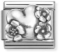 Nomination CLASSIC Silvershine Oxidised Heart And Flowers Charm 330101/74