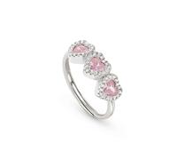 Nomination Silver Pink CZ Triple Heart Ring