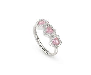 Nomination Silver Pink CZ Triple Heart Ring