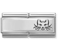 Nomination CLASSIC Silvershine Stainless Steel Engraved Cat Double Charm 330710/17