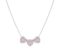 Nomination Silver Triple Pink CZ Heart Necklace