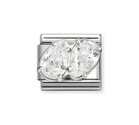Nomination Silver White CZ Double Drop Charm