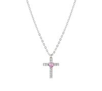 Nomination Silver White Pink Crystal Cross Pendant Necklace