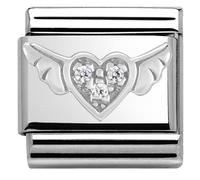 Nomination Silvershine Crystal Flying Heart Charm - Stainless Steel