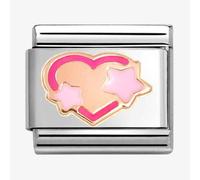 Nomination Stainless Steel 9ct Rose Gold Pink Heart & Stars Charm 430202/41