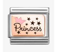 Nomination Stainless Steel 9ct Yellow Gold Pink Princess Crown Charm 430204/02