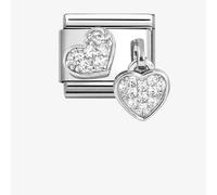 Nomination Stainless Steel & Silver Cubic Zirconia Double Heart Charm 331817/15