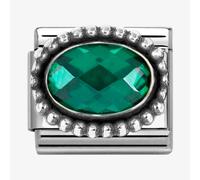 Nomination Stainless Steel & Silver Emerald Green Cubic Zirconia Oval Beaded Charm 330607/027
