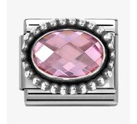 Nomination Stainless Steel & Silver Pink Cubic Zirconia Oval Beaded Charm 330607/003