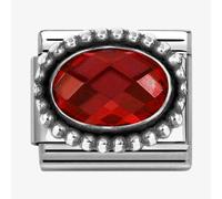 Nomination Stainless Steel & Silver Red Cubic Zirconia Oval Beaded Charm 330607/005