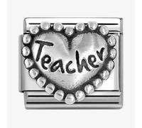 Nomination Teacher Beaded Trim Heart Silver Shine Charm