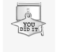 Nomination You Did It Hanging Graduation Hat Silver Shine Charm