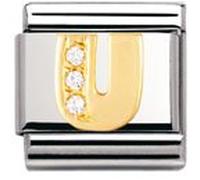 Nomination -Stainless Steel Stackable Bracelet Mesh with Cubic Zirconia Letter U Design