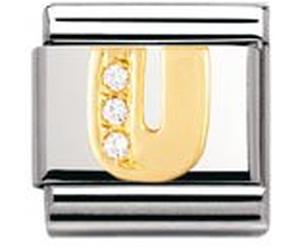 Nomination -Stainless Steel Stackable Bracelet Mesh with Cubic Zirconia Letter U Design