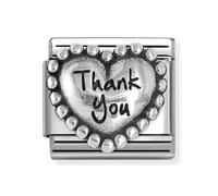Nomination CLASSIC Silvershine Silver Beaded Heart Thank You Charm 330101/83