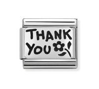 Nomination CLASSIC Silvershine Plates Oxidised Thank You Charm 330102/42