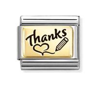 Nomination Thanks Heart & Pencil Yellow Gold Charm