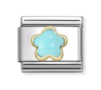 Nomination Turquoise Flower Yellow Gold Charm