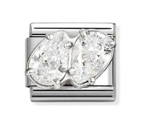 Nomination Twin CZ Pear Drop Silver Shine Charm