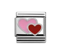 Nomination Two Hearts Red in Pink Silver Shine