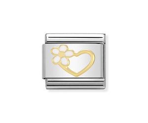 Nomination White Enamel Flower Heart Charm