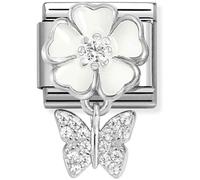 Nomination CLASSIC Silvershine White Flower Butterfly Dropper Charm 331814/05