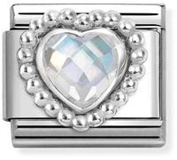 Nomination CLASSIC Silvershine White Cubic Zirconia Heart Beaded Setting Charm 330606/010