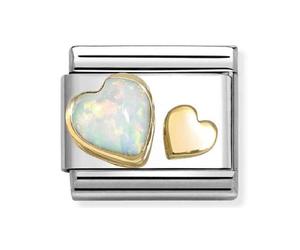Nomination White Opal & Gold Heart Yellow Gold Charm
