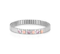 Nomination - Women's Bracelet Xte Collection, Stainless Steel with Natural Stones and Faceted Pink Crystals, Elegant and Flexible Design, Gift Idea, Made in Italy, 18/19 cm