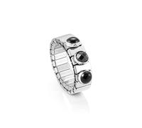 Nomination Women's Ring Xte Collection - Stainless Steel - Ring for Women with 2 Stones and 1 Faceted Crystal - Made in Italy - Stretchy Size 12/13 cm, Alloy Steel, Steel