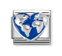 Nomination World Map Heart Silver Shine Charm