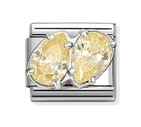 Nomination Yellow Twin CZ Pear Drop Silver Shine Charm
