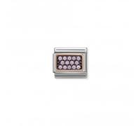 Nominations Classic Pave Zirconia Rose Gold Rectangle Pink Link 430313/07 -