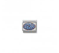Nominations Classic Rounded Zirconia Rose Gold Light Blue Dome Link
