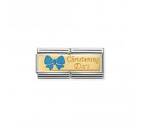 Nominations Composable Classic Double Gold Light Blue Christening Day Link