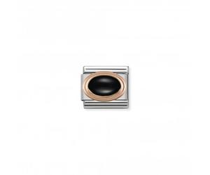 Nominations Composable Classic Oval Rose Gold Black Agate Link 430501/02 -