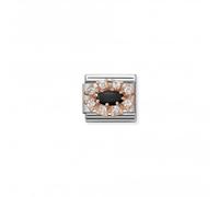 Nominations Composable Classic Zirconia Rose Gold Black Agate Link 430308/02