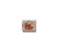 Nominations Nomination Classic Pink Gold And Stones Red Opal Link Charm 430507/08 - Gold / Stone / Stainless Steel