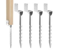 Nomiou 4-Piece Fence Post Anchor Set, Galvanized, Windproof & Rainproof, Swing Ground Anchor for Kids Swing & Wooden Playhouse