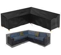 Nomiou Garden Furniture Cover, L-Shaped Lounge Cover, Waterproof Rattan Sofa Cover for Garden Furniture, Protective Cover, Tarpaulin for Corner Sofa, Lounge Furniture, 215x215x80x85 cm…