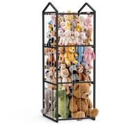 NomNest Stuffed Animal Storage Plushies Storage, Toy Storage Organizer Giant Stuffed Animal Zoo Holder, Sturdy Metal Toy Shelf Teddy Bear Storage Bedroom Organization (Non-Wheeled, Black)