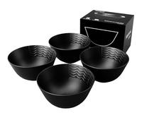 Nomnu New Small Black Spiderweb Bowls Set of 4 - Gothic Ceramic Ice Cream Bowls 4.5" Inch for Dessert & Cereal for Goth Lovers, Microwave & Dishwasher Safe - Perfect for Spooky Snacks & Treats