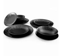 Nomnu Spiderweb Dinnerware Set (12 Pieces) - 4 Dinner Plates, 4 Salad Plates, 4 Bowls - Black Matte Porcelain Goth Dinnerware Set - Halloween Spooky Creepy Dishes Gothic Gifts