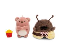 NICI soft toy bear Nomo 8cm with french fries and bee costume in gift box 8,5x6,5x10cm brown - Cuddly cute plush to snuggle and play with, for children & adults, great gift idea - 61142