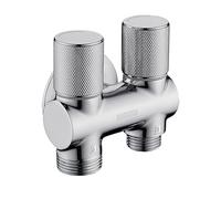 nomona Double Valve, G1/2" Inlet x G1/2" Outlet x G3/4" Outlet Male Thread Three Way Angle Valve, Wall Mounted Brass Chrome 3 Way T-Adapter for Faucet