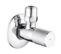 nomona Water Angle Valve with Single Lever, Wall Connection G1/2" x G3/8" Outflow Basin Sink Faucet Water Valve, Brass Chrome Plating Angle Valve for G3/8" Bathroom Kithchen Faucet (Marking: Red)