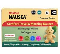 NoMore Nausea Natural Travel, Motion and Morning Sickness Chewable 10 Tablets 10 Tablets