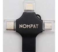 NomPat 128GB 4-in-1 USB 3.0 Flash Drive - High-Speed Metal PhotoStick Memory Stick, Portable External Storage Backup Drive for Smartphone, Laptop, Android, PC & iOS