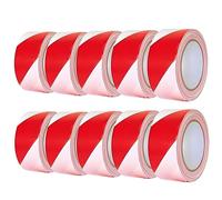 Non-Adhesive Barrier Tape - Red and White | 100 Meter Warning Tape Roll for Cordoning Off Areas | Hazard Tape Red and White for Warning, Making Boundaries, Caution Tape (10)
