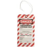 Non-Adhesive Label in 2 Perforated Parts with Legend "Danger Equipment Locked Out", 101.60mm x 190.50mm, Red Black, Pack of 25